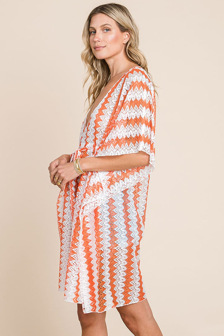 Cotton Bleu Multi Crochet Lace Cover Up in Orange