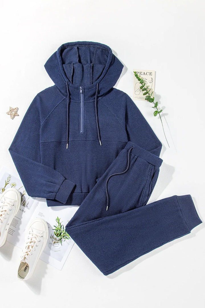 Hoodie and Joggers Active Set in Navy