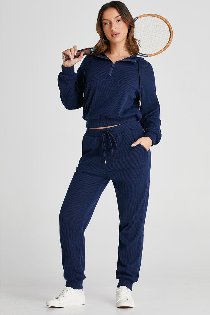 Hoodie and Joggers Active Set in Navy
