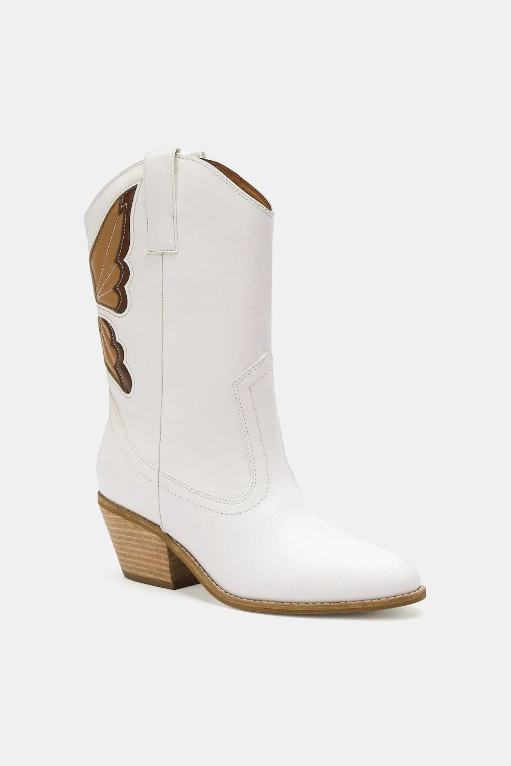 Butterfly Cut Detail Point Toe Boots in White