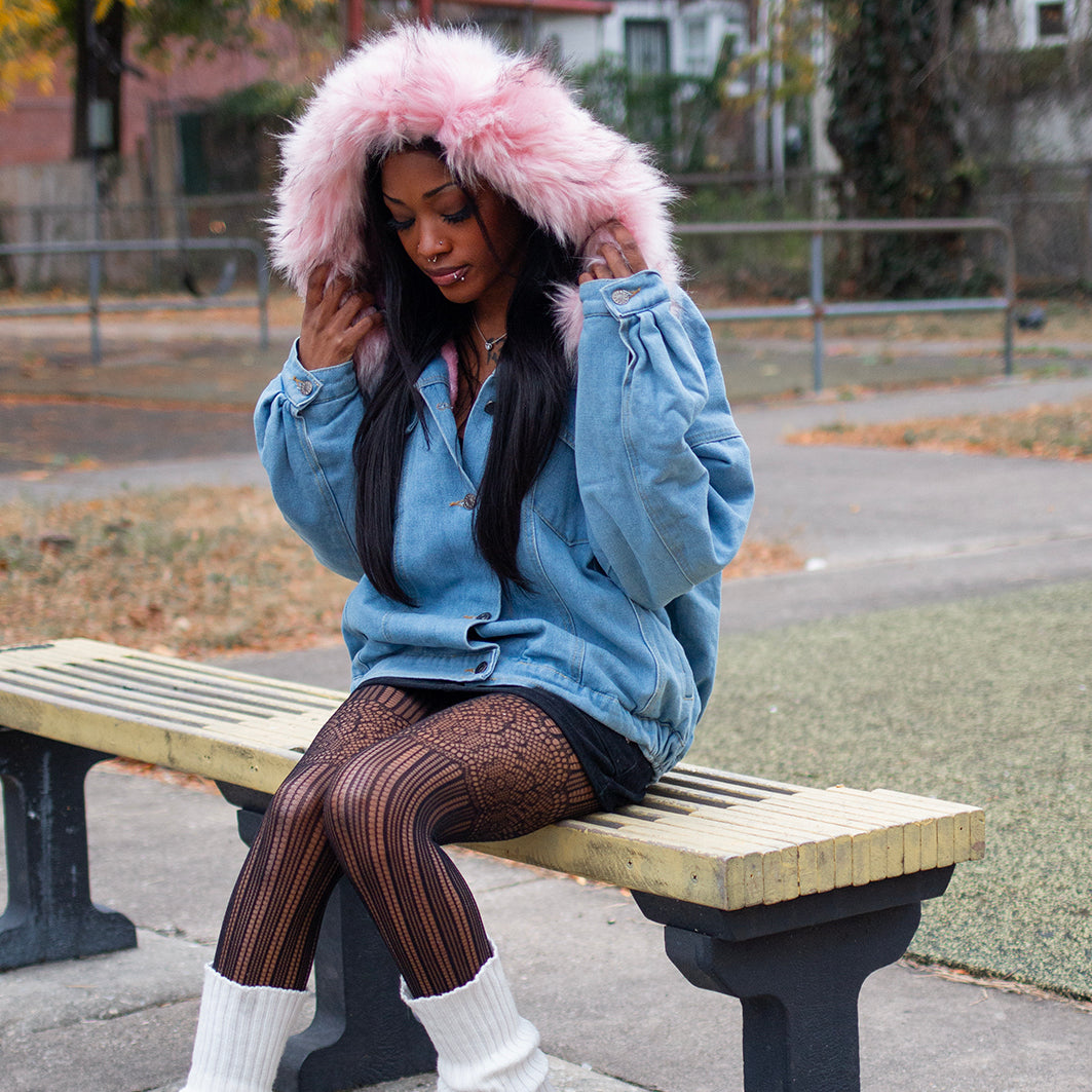 Hooded Faux Fur Denim Jacket