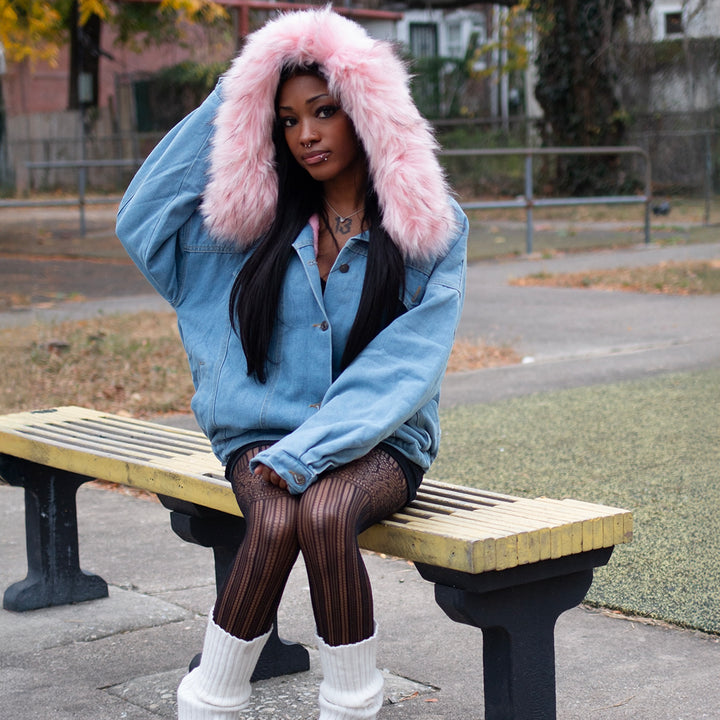 Hooded Faux Fur Denim Jacket