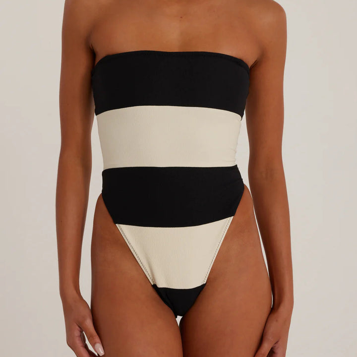 Strapless Contrast One Piece Swimsuit
