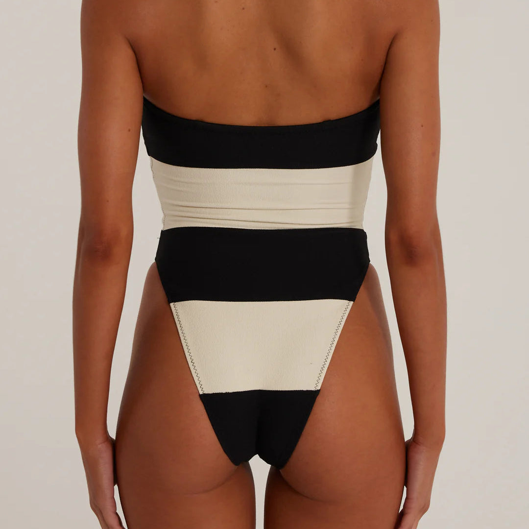 Strapless Contrast One Piece Swimsuit