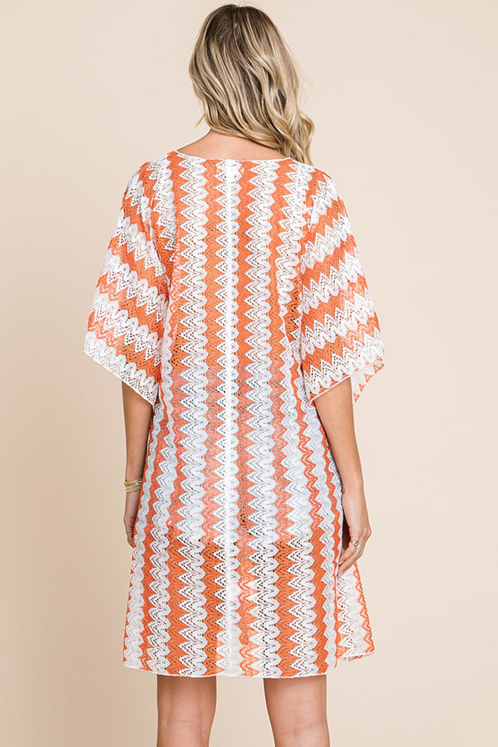 Cotton Bleu Multi Crochet Lace Cover Up in Orange
