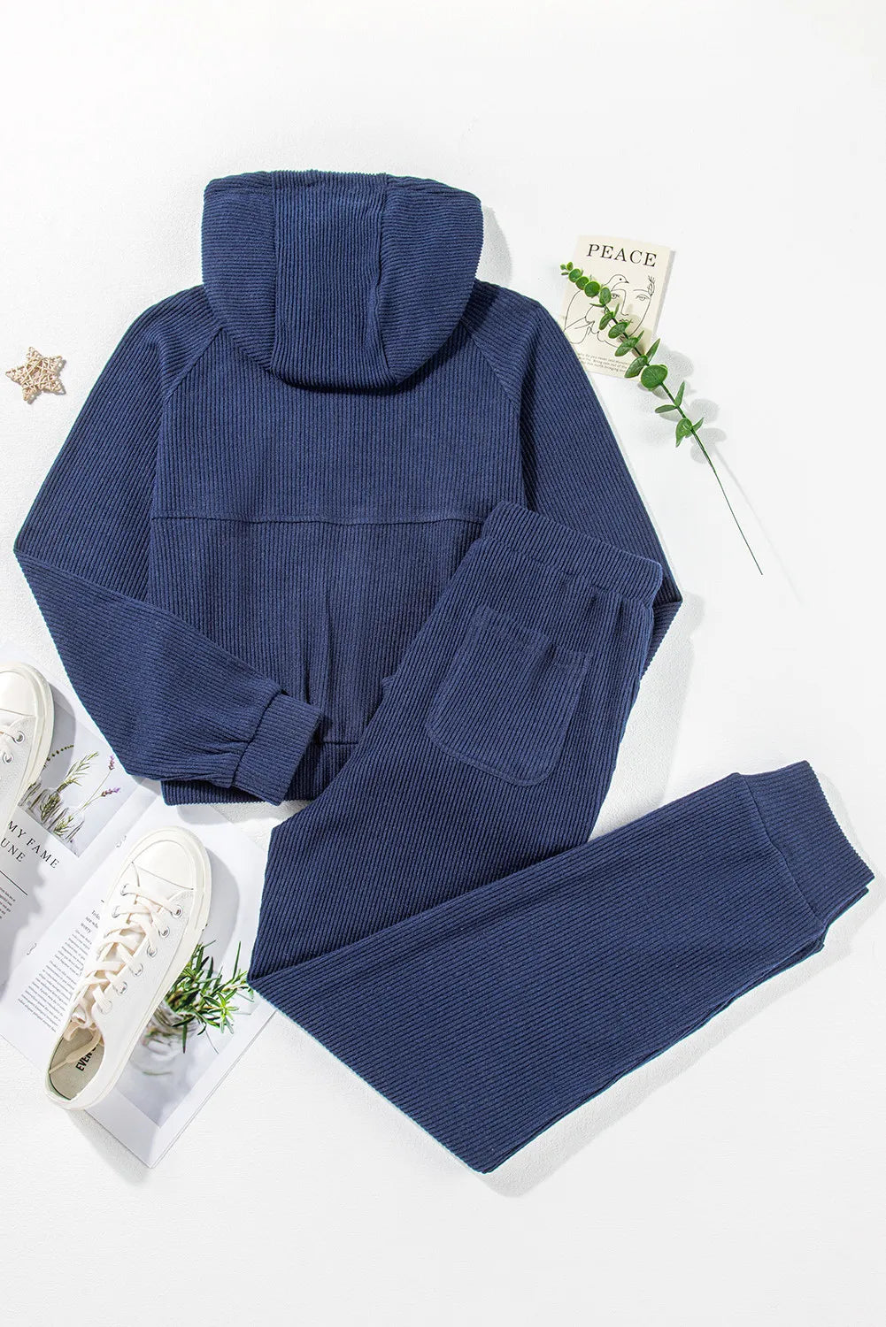 Hoodie and Joggers Active Set in Navy