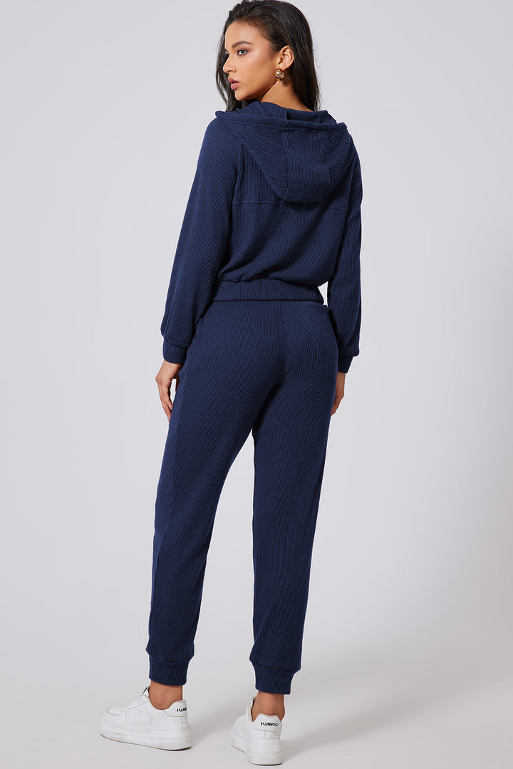 Hoodie and Joggers Active Set in Navy
