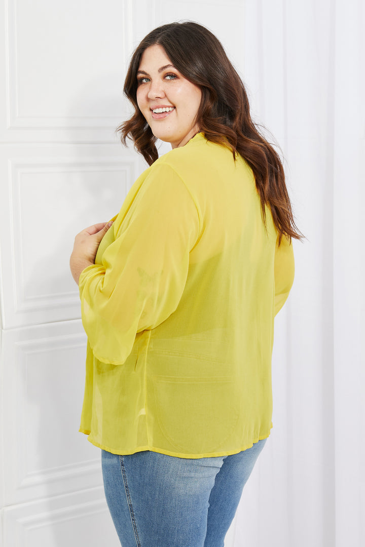 Full Size Chiffon Kimono in Yellow