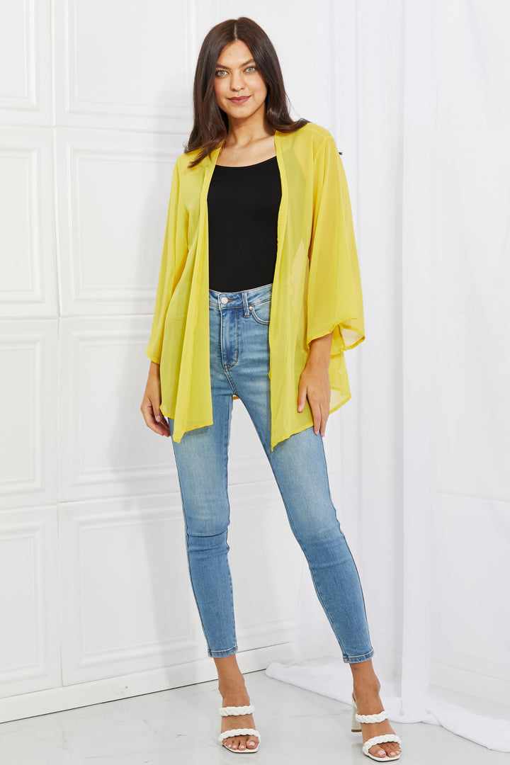 Full Size Chiffon Kimono in Yellow