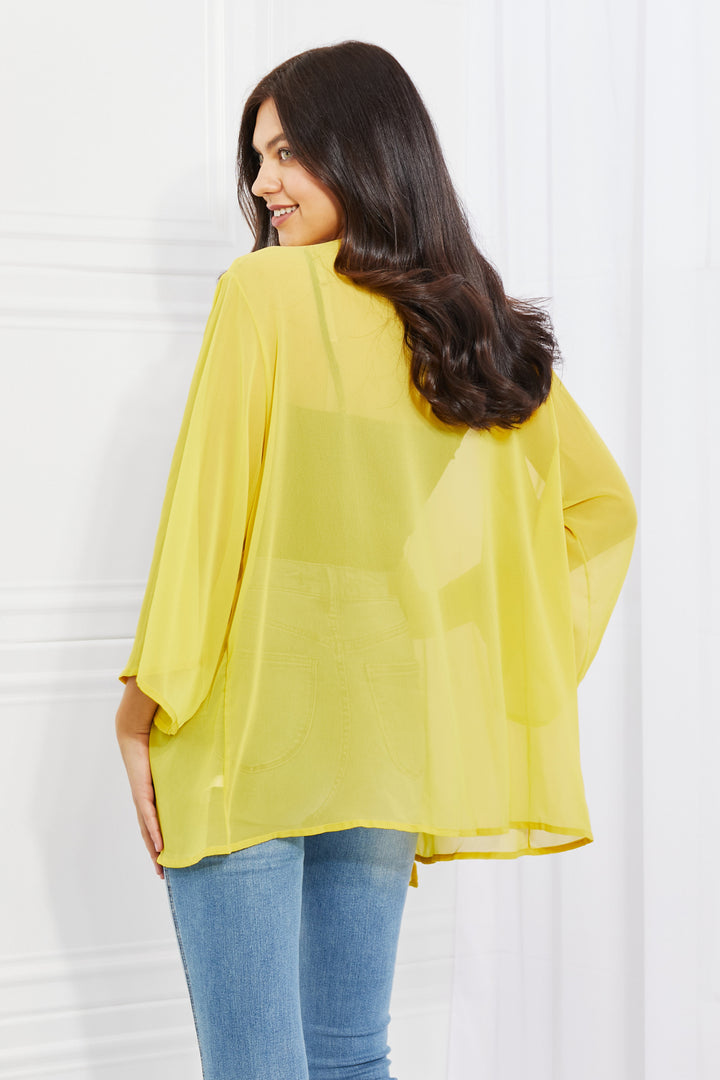 Full Size Chiffon Kimono in Yellow