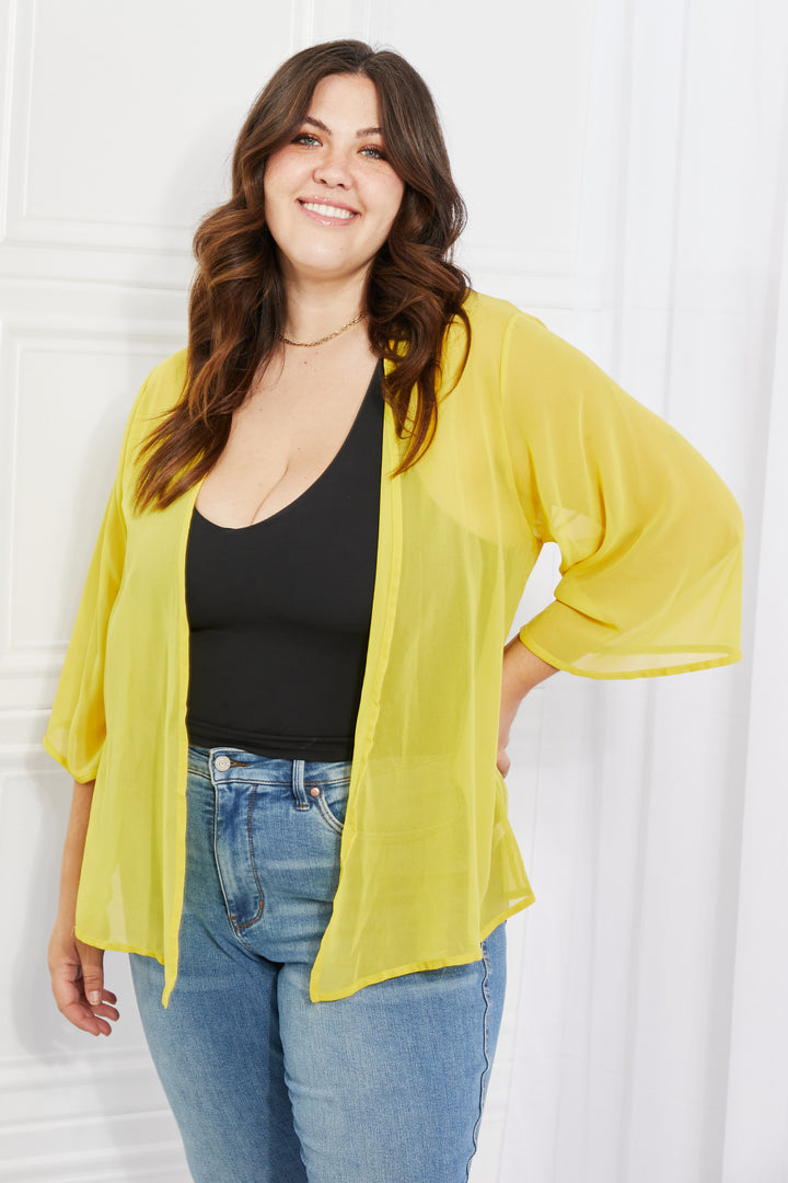Full Size Chiffon Kimono in Yellow